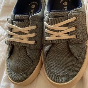 Sperry Kids Gray/Blue Canvas Boat Shoes